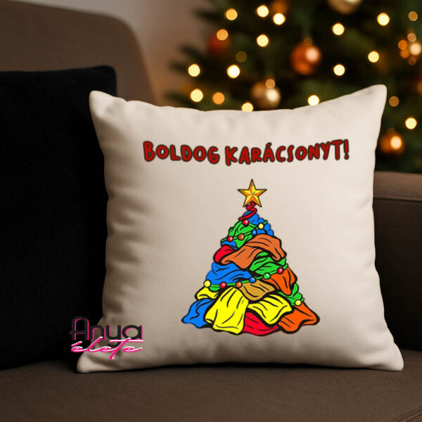 Boldog Karácsonyt (szennyeskupac fa) - párna